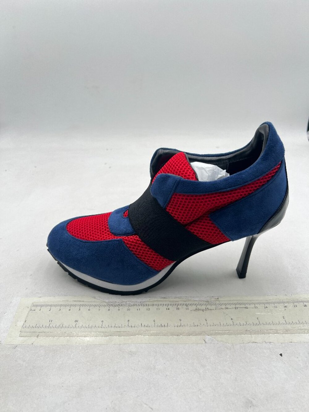 Blue/Red Women's Beathable Mesh Sneaker Pull On Stiletto High Heels Stylish Pump